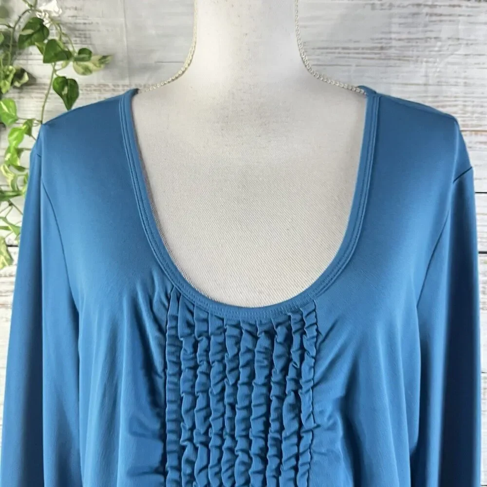 Chadwicks Dress size Extra Large Teal Slinky Stretch Peasant Stretch Modest Boho
